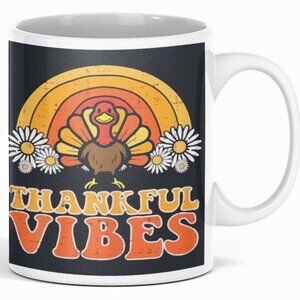Thanksgiving Good Vibe Turkey Double-Sided Ceramic Coffee Mug